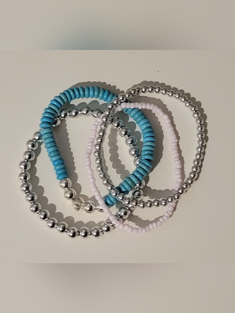 Hand Crafted Stretch Beaded Bracelet Set of 4